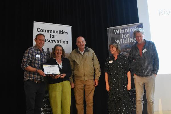 Ed Bramham-Jones presenting the joint winners River and Wetlands Award